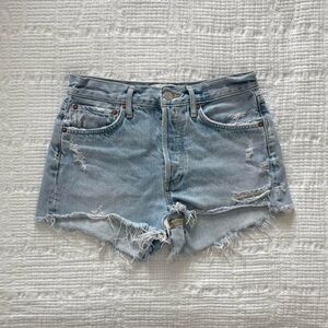 agolde distressed jean shorts